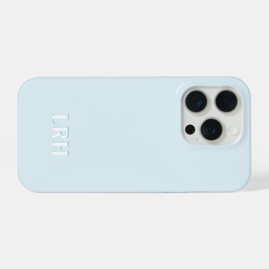 Blue Teal Modern Minimalist Initial Monogram  iPhone Hoesje (Achterkant horizontaal)