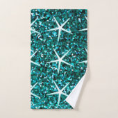 Blue Teal Sparkle Ombre Glittery Starfish Patterns Bad Handdoek (Handdoek)