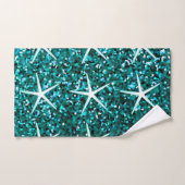 Blue Teal Sparkle Ombre Glittery Starfish Patterns Bad Handdoek (Handdoek)
