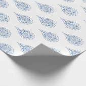 Blue Teardrop Paisley Cadeaupapier (Hoek)