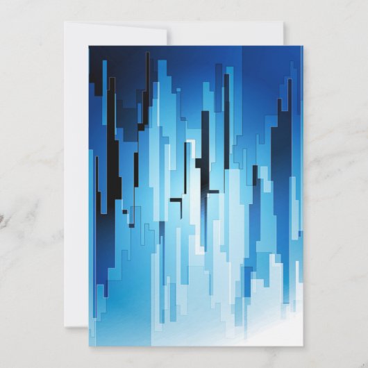 Blue Tech Art Artistic Design Invitations Kaart (Voorkant)