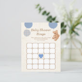 Blue Teddy Bear Baby shower Bingo Game (Staand voorkant)