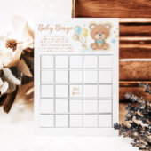 Blue Teddy Bear Baby shower Bingo Game Kaart