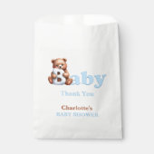 Blue Teddy Bear Baby shower Dank u Bedankzakje (Voorkant)