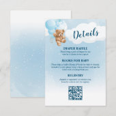Blue Teddy Bear Baby shower Details Kaart (Voorkant / Achterkant)