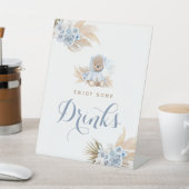 Blue Teddy Bear Baby shower Drink Table Sign Reclamebord Met Voetstuk (Insitu)