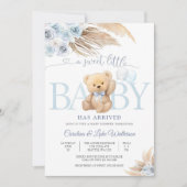 Blue Teddy Bear Baby Shower Invitation (Devant)