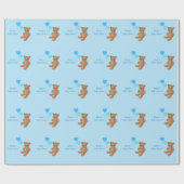 Blue Teddy Bear & Ballons Wrapping Cadeaupapier (Vlak)