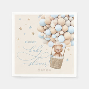 Blue Teddy Bear Balloon Barly Wait Baby shower Servet