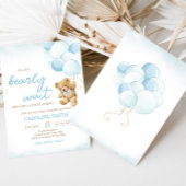 Blue Teddy Bear Balloons Baby shower Kaart