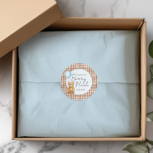 Blue Teddy Bear Boy Baby shower Bedankt Ronde Sticker
