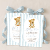  Blue Teddy Bear Boy Baby shower Kaart