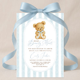  Blue Teddy Bear Boy Baby shower Kaart