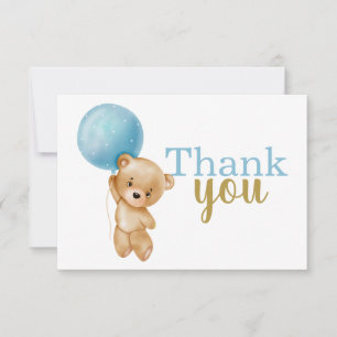 Blue Teddy Bear Boy Bedankt voor je briefkaart