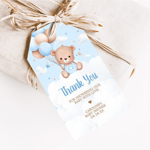 Blue Teddy Bear Clouds Baby shower Favorietentjes Cadeaulabel