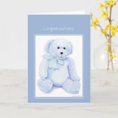 Blue Teddy Bear-felicitaties Kaart (Gele Bloem)