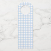 Blue Teddy Bear Gingham Bow Baby Boy Shower Flessenhanger (Achterkant)
