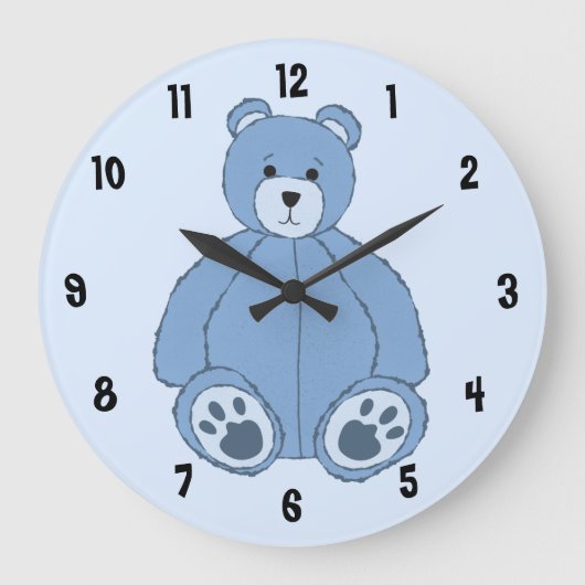 Blue Teddy Bear Grote Klok (Voorkant)