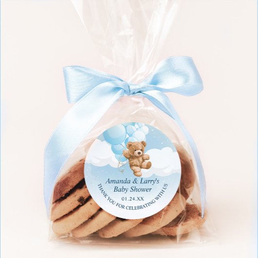 Blue Teddy Bear met Balloons Sticker