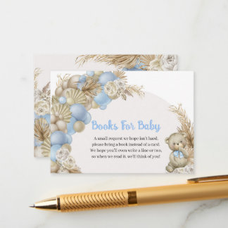 Blue Teddy Bear Pampas Ballon Arch Books for Baby Informatiekaartje