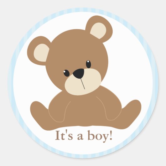 Blue Teddy Bear Ronde Sticker (Voorkant)