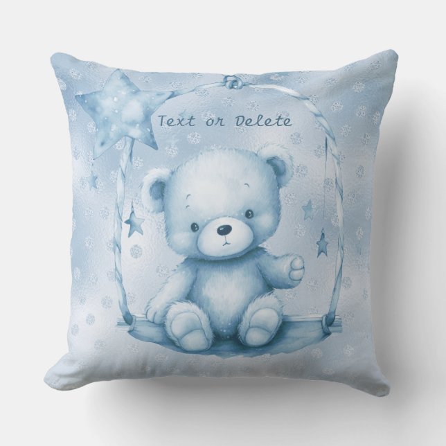 Blue Teddy Bear Sierkussen (Voorkant)