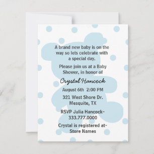 Blue Teddy Bear Silhouette Baby shower Invitation Kaart