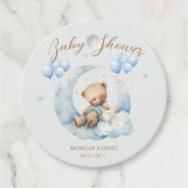Blue Teddy Bear Sterren Baby shower Bedankjes Labels (Voorkant)