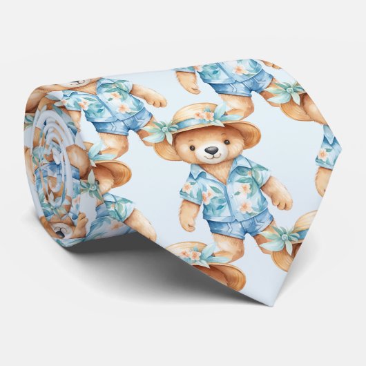 Blue Teddy Bear-Stropdas Stropdas (Opgerold)