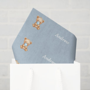 Blue Teddy Bear Tissue Paper, aangepaste naam Tissuepapier