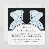 Blue Teddy Bear Twin Boys Baby Shower Invitations (Dos)
