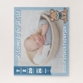 Blue Teddy Bear Welcome to the World Baby Boy Legpuzzel (Verticaal)