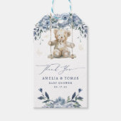 Blue Teddy Swing Baby shower Bedankt Cadeaulabel (Voorkant)