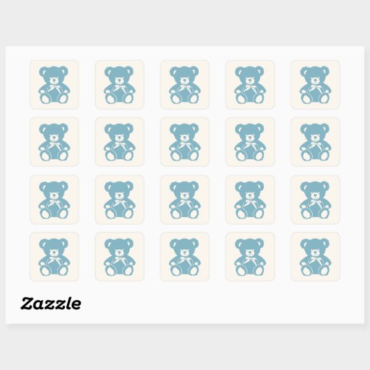 Blue Teddybeer baby shower Vierkante Sticker (Vel)