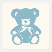 Blue Teddybeer baby shower Vierkante Sticker (Voorkant)