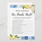 Blue Tegel Lemons die weet de bruid beste spel Kaart (Voorkant / Achterkant)