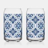 Blue tegel Mediterraan bierblikglas Blikvorm Glas (Links)