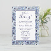 Blue tegels Elopement receptie uitnodiging (Staand voorkant)