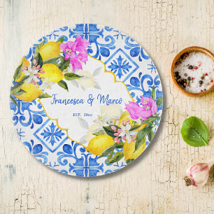 Blue tegels lemon Bougainvillea aangepast huwelijk Snijplank