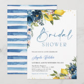 Blue Tegels Lemon Bridal Shower Invitation Kaart (Voorkant / Achterkant)