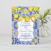 Blue tegels Lemons Afstuderen Kaart (Staand voorkant)