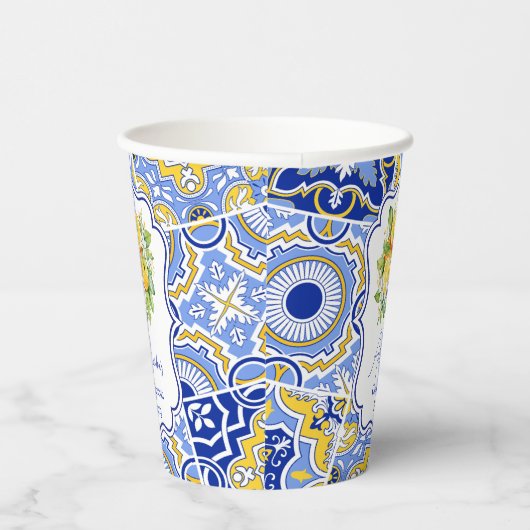 Blue tegels Lemons Afstuderen Papieren Bekers (Rechts)