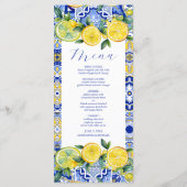 Blue tegels Lemons bruiloft Menu (Achterkant)