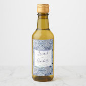 Blue tegels Wedding Favors Wijn Etiket (Voorkant)