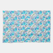 Blue Tender Flowers Patroon Theedoek (Horizontaal)