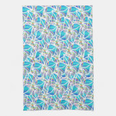 Blue Tender Flowers Patroon Theedoek (Verticaal)