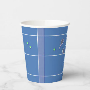 Blue Tennis Court Modern Tennis Player Papieren Bekers
