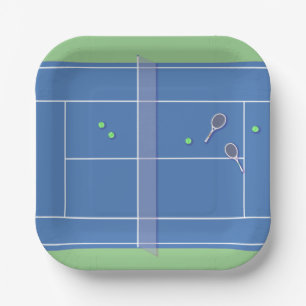 Blue Tennis Court Modern Tennis Player Papieren Bordje