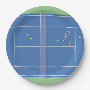Blue Tennis Court Modern Tennis Player Papieren Bordje