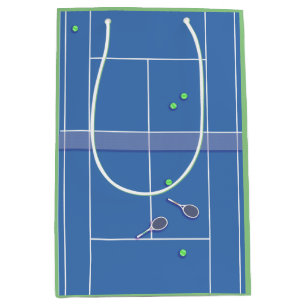 Blue Tennis Court Preppy Modern Tennis Player Medium Cadeauzakje